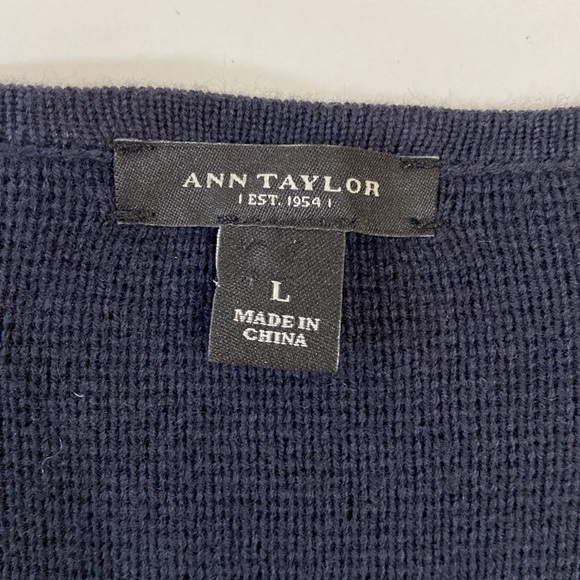 Ann Taylor Sweater Women's Size L Navy with Gold Buttons Military-Inspired - Picture 10 of 10